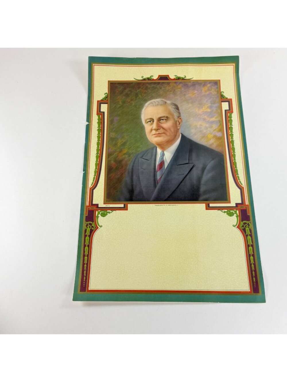 Vintage Franklin D Roosevelt FDR Calendar Lithograph 1930s-40s President Poster
